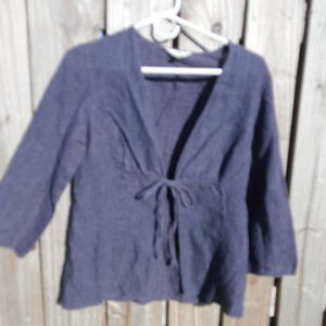 ZARA Woman Large Linen Tie Front Jacket